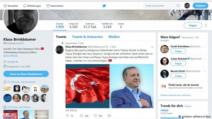 حساب توییتری سردبیر اشپیگل به سود اردوغان هک شد